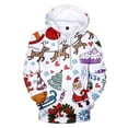 thumbnail image 2 of Suéter feo de Navidad Navidad Unisex hombres mujeres Papá Noel Navidad novedad muñeco de nieve estampado 3D suéter con capucha suéter cálido, 2 of 4