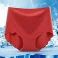 thumbnail image 2 of Xijirk Panties for Women,Plus Size Ice Silk Briefs High Waist Seamless Breathable Summer Thin for Lifting And Comfort,Womens Underwear,45-55KG,Brick Red, 2 of 5
