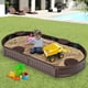 thumbnail image 4 of Costway Arenero Elíptico 183 cm para 4 Niños Kit Arenero de Exterior con Cobertura Impermeable Asientos para Patio Playa Marrón, 4 of 8