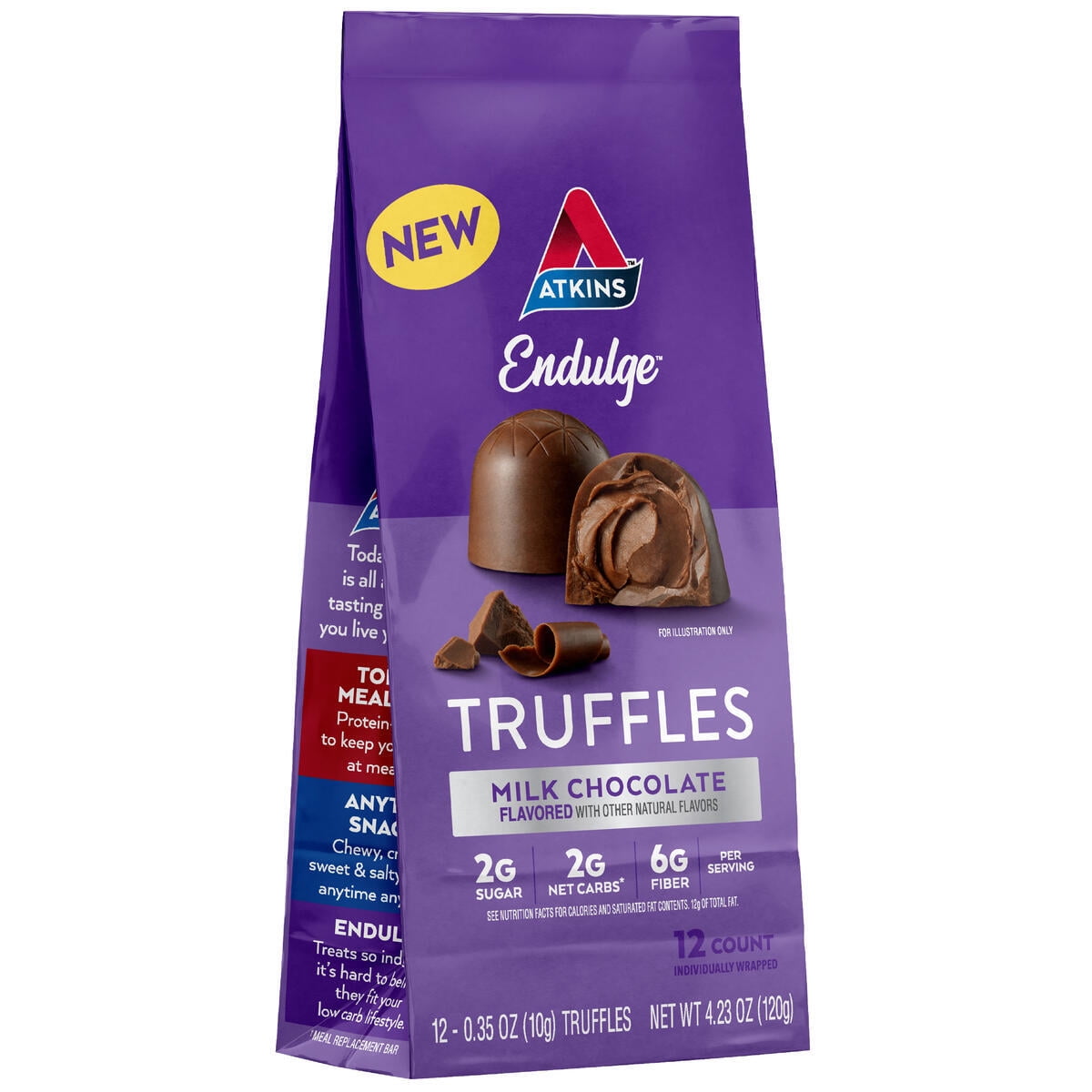 (3 pack) Atkins Endulge Treats, Milk Chocolate Truffles, Low Sugar, Low Carb, Keto-friendly, 12 Count (4pk)