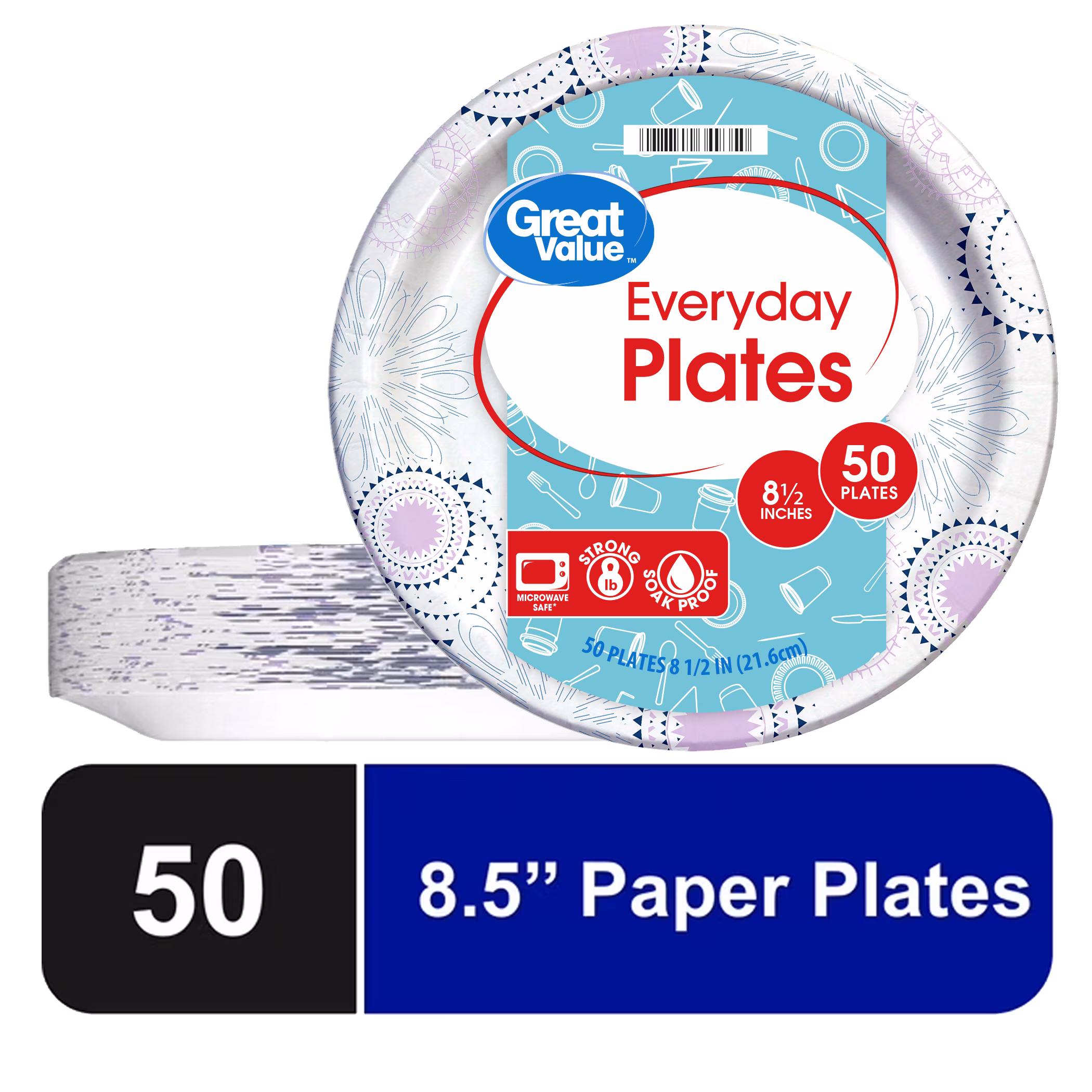 thumbnail image 7 of Great Value Everyday Paper Plates, 8.5", 50 Count, 7 of 7