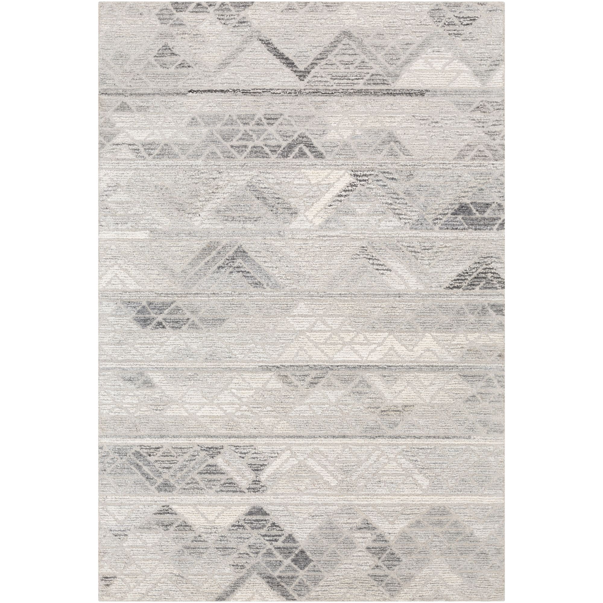 2' x 3' Geometric Patterned Gray and White Rectangular Area Throw Rug