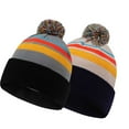 thumbnail image 4 of ZQUUVOU Men's and Women's Colorful Stripe Knit Beanie Ski Pattern Jacquard Pom Pom Outdoor Skiing Cold Weather Hat Khaki, 4 of 4