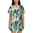 thumbnail image 1 of Fotbe Flamingo Conjunto de Pijama Estampado para Mujer, 2 Piezas, Ropa de Dormir con Camiseta de Manga Corta y Shorts Suaves-Small, 1 of 6