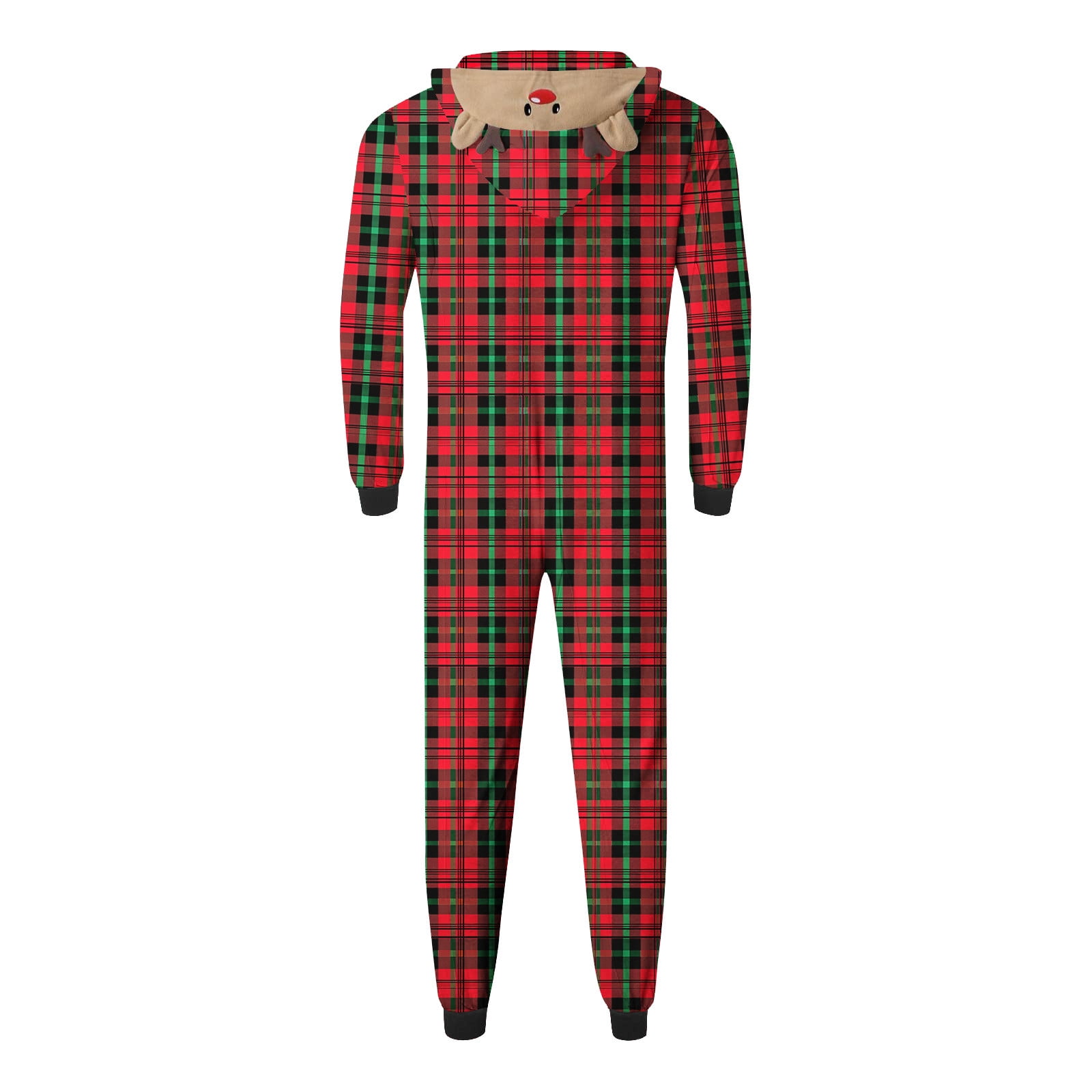 WREESH 2025 Mens Plaid Hooded Onesie Christmas Family Matching Pajamas Cozy Fleece Loungewear Long Sleeve Holiday Sleepwear Set
