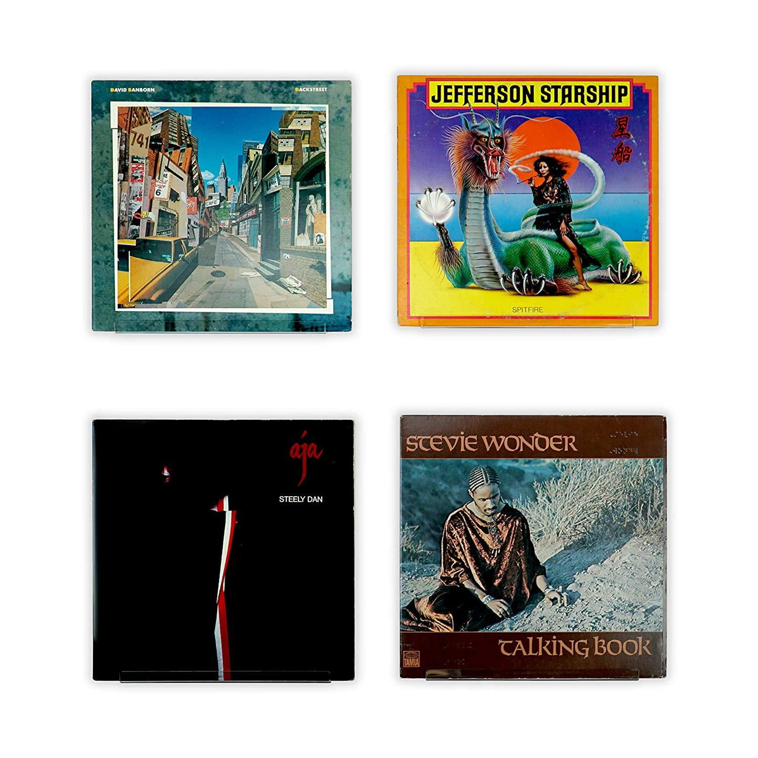 Pantalla de Pared para Discos de Vinilo LP de Alta fidelidad Hudson Paquete de Cuatro Muestre su Escucha Diaria con Estilo Perla Blanca