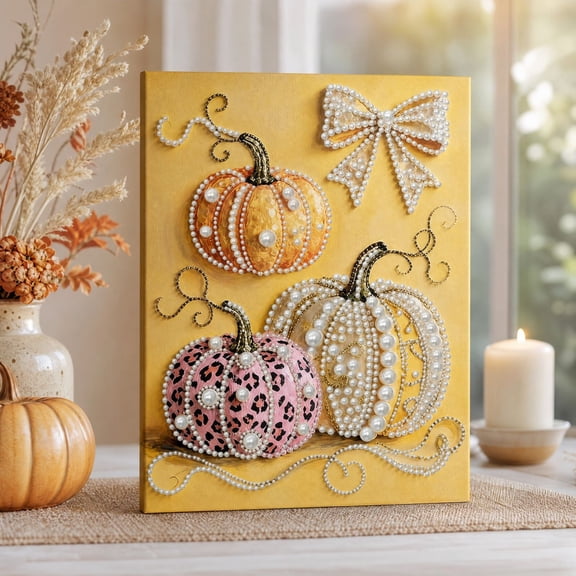 Halloween Diamond Painting Kit, DIY Pearl Painting Kit 11.8 x 15.7 Inch Spooky Design, Diamond Art Kit for Adults with Sparkling Beads, Creative Bead Art Project for Seasonal Home Decor Wall Art