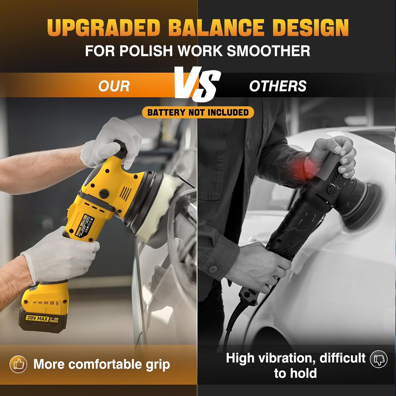 Cordless Car Polisher Buffer For Dewalt XR 18V/20V Batteries - 150mm, 8-Speed, 320W