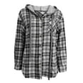 thumbnail image 4 of IROINNID Women's Shacket Jacket Plaid Long Sleeve Leisure Children s Comfortable Leisure Lattice Loose Tops , Black, 4 of 5
