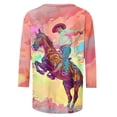 thumbnail image 5 of YEYLANERS 3/4 Sleeve Blouses for Women,Womens Pink Vintage Western Horse Print T Shirt Retro Cowboy Pattern Round Neck Tee 2024 Summer Funny Cute Gift Tops，Pink，XL, 5 of 5