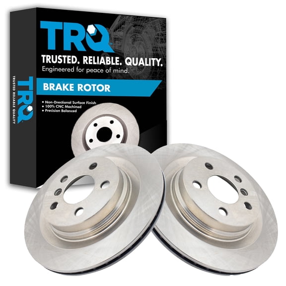 TRQ Rear Brake Rotors Set Vented Fits Select 2016-2019 BMW X1 2018-2020 X2 2017-2019 Mini Cooper Clubman 2018-2019 Cooper Countryman