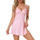 thumbnail image 1 of Noche de encaje para mujeres Inspire Chic, vestido de tirantes de satén sexy sin mangas, camisón de seda, ropa de noche S rosa, 1 of 1