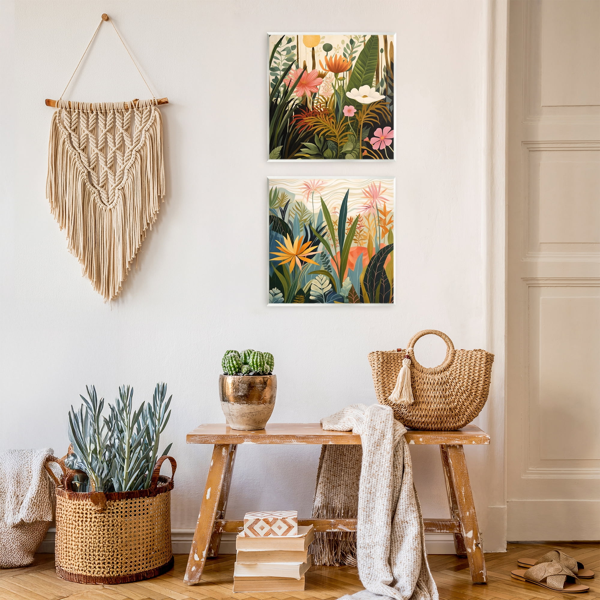 Stupell Industries Botanical Embrace Blooms 2 Piece Wall Plaque Art Set, design by Lazar Studio