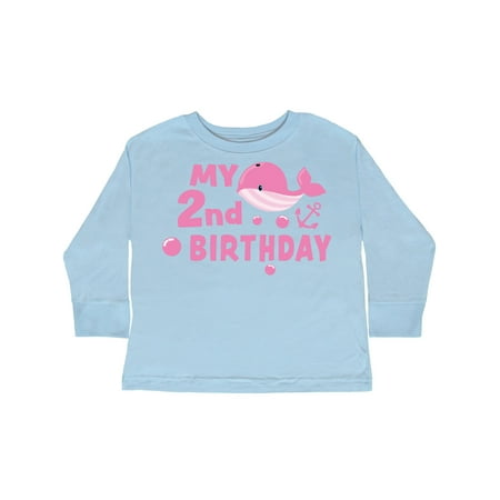 

Inktastic Nautical My 2nd Birthday with Pink Whale Gift Toddler Boy or Toddler Girl Long Sleeve T-Shirt