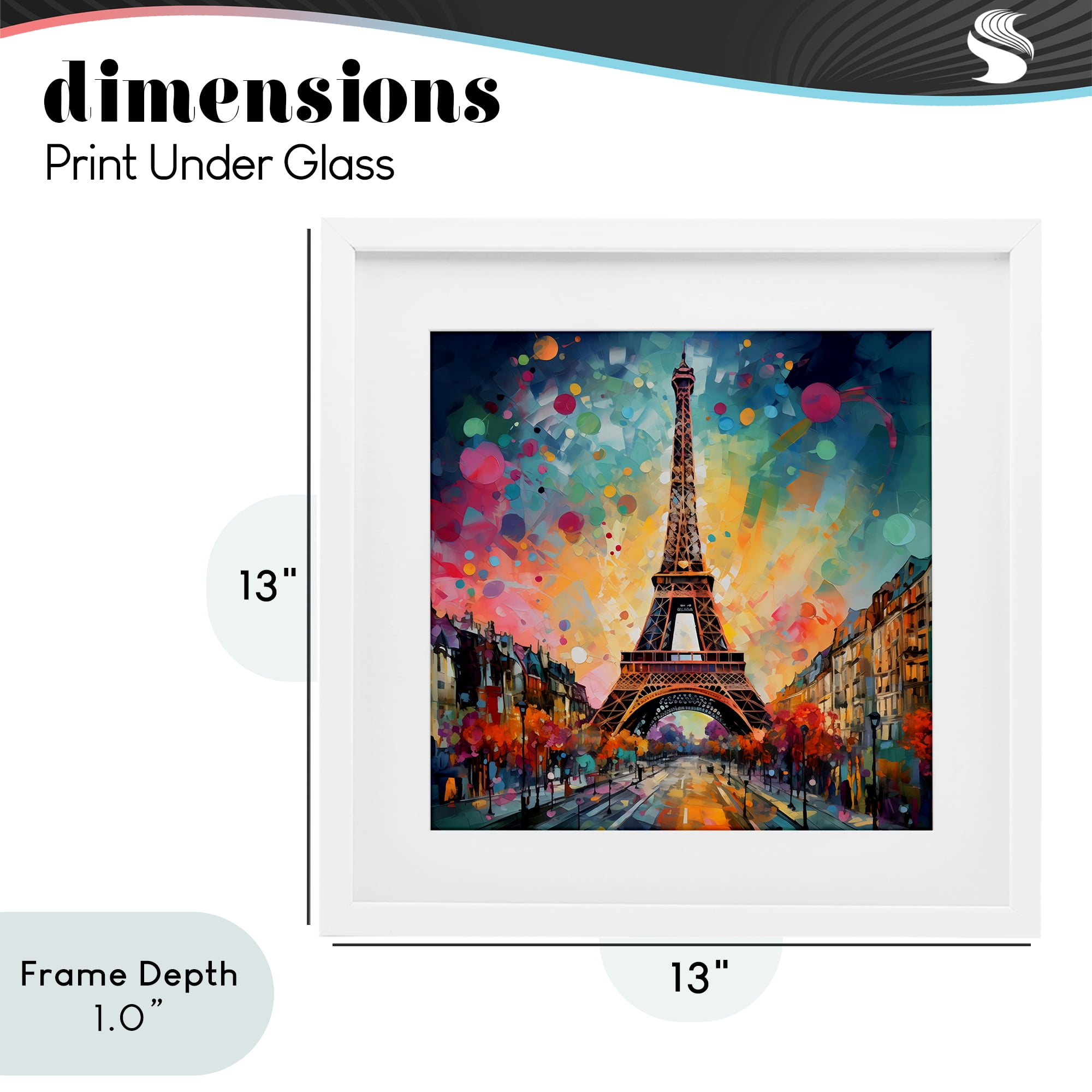 Stupell Industries Eiffel Tower with Vibrant Dots White Framed Print Under Glass, design by Creative Studio