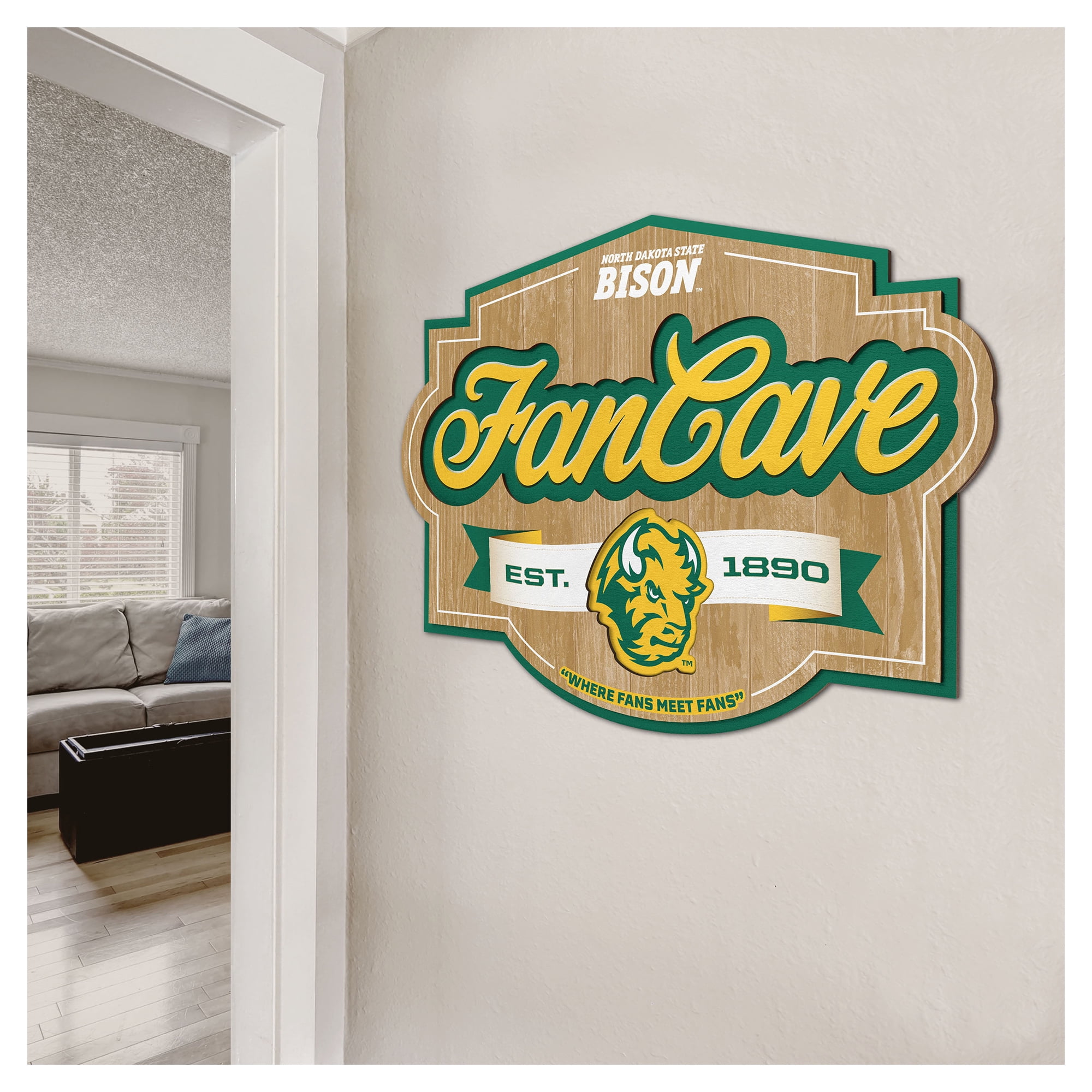 IDNA NDSU Bison 12.5" x 17" Fan Cave Sign