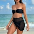 thumbnail image 6 of Uaswgudfs Womens Swim Two-Piece Swimsuit Set with Strapless Top and Decorative Centerpiece, for Pool or Beach Black L, 6 of 8