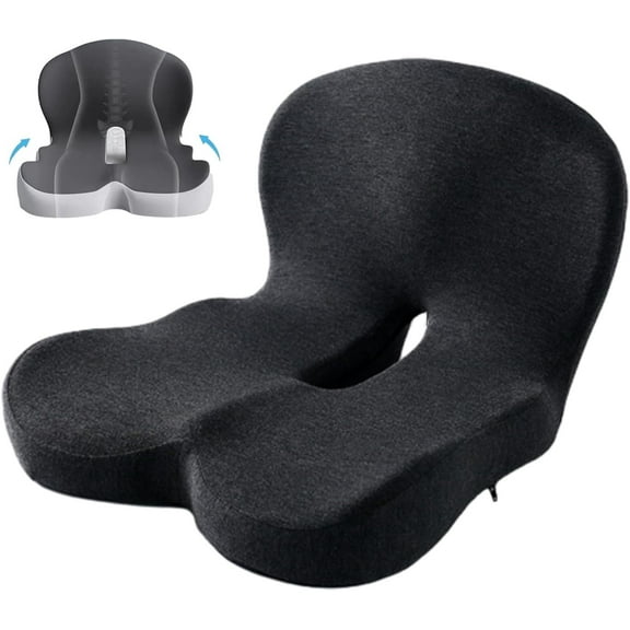 2025 New Back and Seat Cushion Car, Memory Foam L-Shaped Integrated Seat Cushions for Car, Ergonomic Back Support & Sciatica Relief for Long Drives