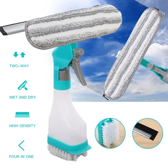 2 In 1 Home, Car Window Windshield Cleaning Kit Mirror Wiper Cleaner Glass Brush