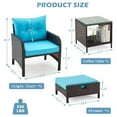 thumbnail image 2 of AVAWING 5 Pieces Patio Furniture Set, Outdoor Wicker Rattan Conversation Set with Ottoman & Table for Garden, Blue, 2 of 7