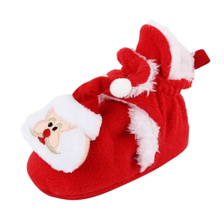 

jsaierl Newborn Infant Baby Girls Christmas Shoes Footwear Crib Warm Winter Bootie