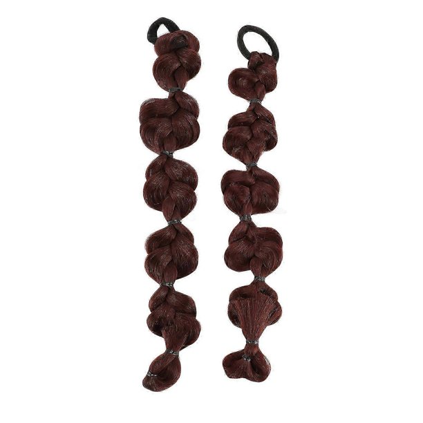 2 extensiones de coleta trenzadas, lindas, largas, con forma de burbuja, pelucas de coleta trenzada para niñas.