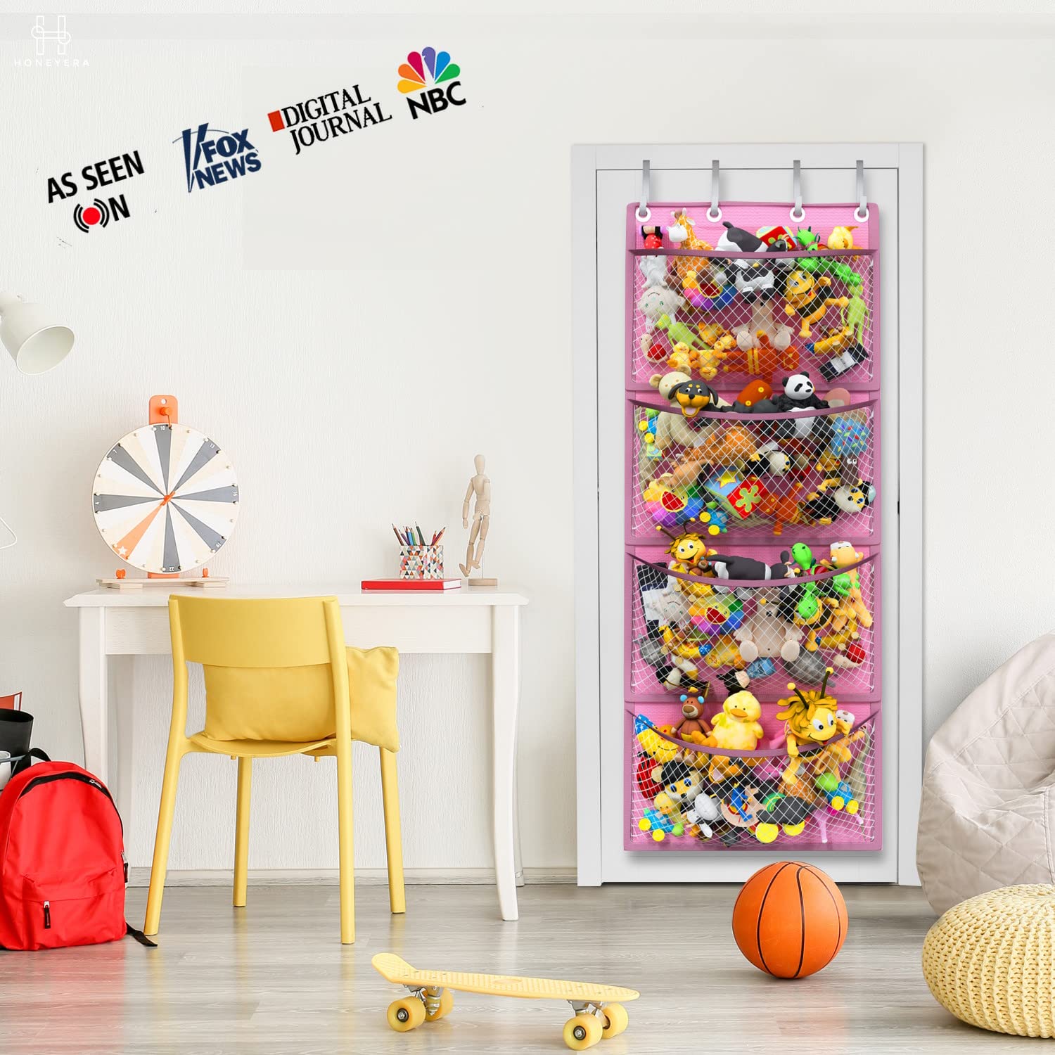 Organiseurs Suspendus Enfants - Lot De 2, 3 Poches Chacun, Motifs Dinosaure Et Vache, Pour Rangement Mur/porte - 6