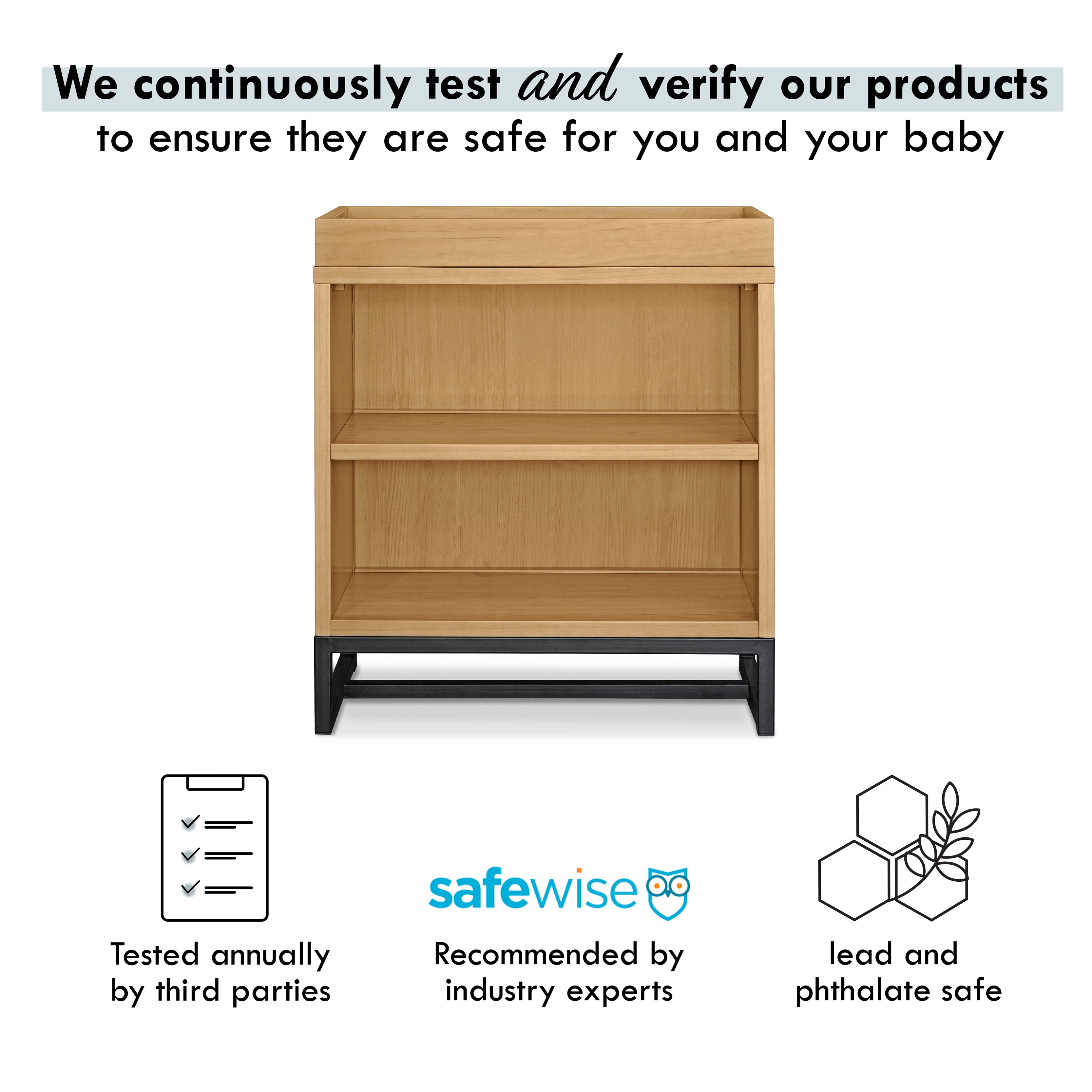 DaVinci Ryder Modern Pine Wood Convertible Changing Table and Cubby Bookcase, Honey