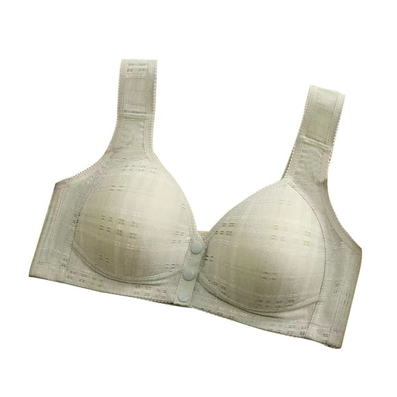 Bigersell Cozy Bra Front Snap Closure V-Neck Wire-Free Bra Support Women Sports Bra Full-Figure Bra Style R-15 Basic Bra Strap Nylon Lightly Lined Bra Feature Everyday Bras Underwear Green XL