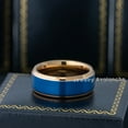 thumbnail image 3 of 8mm Brushed 2-Tone Blue & Rose Gold IP Tungsten Carbide Wedding Band Engagement Ring Comfort Fit - #862PLs12.5, 3 of 4