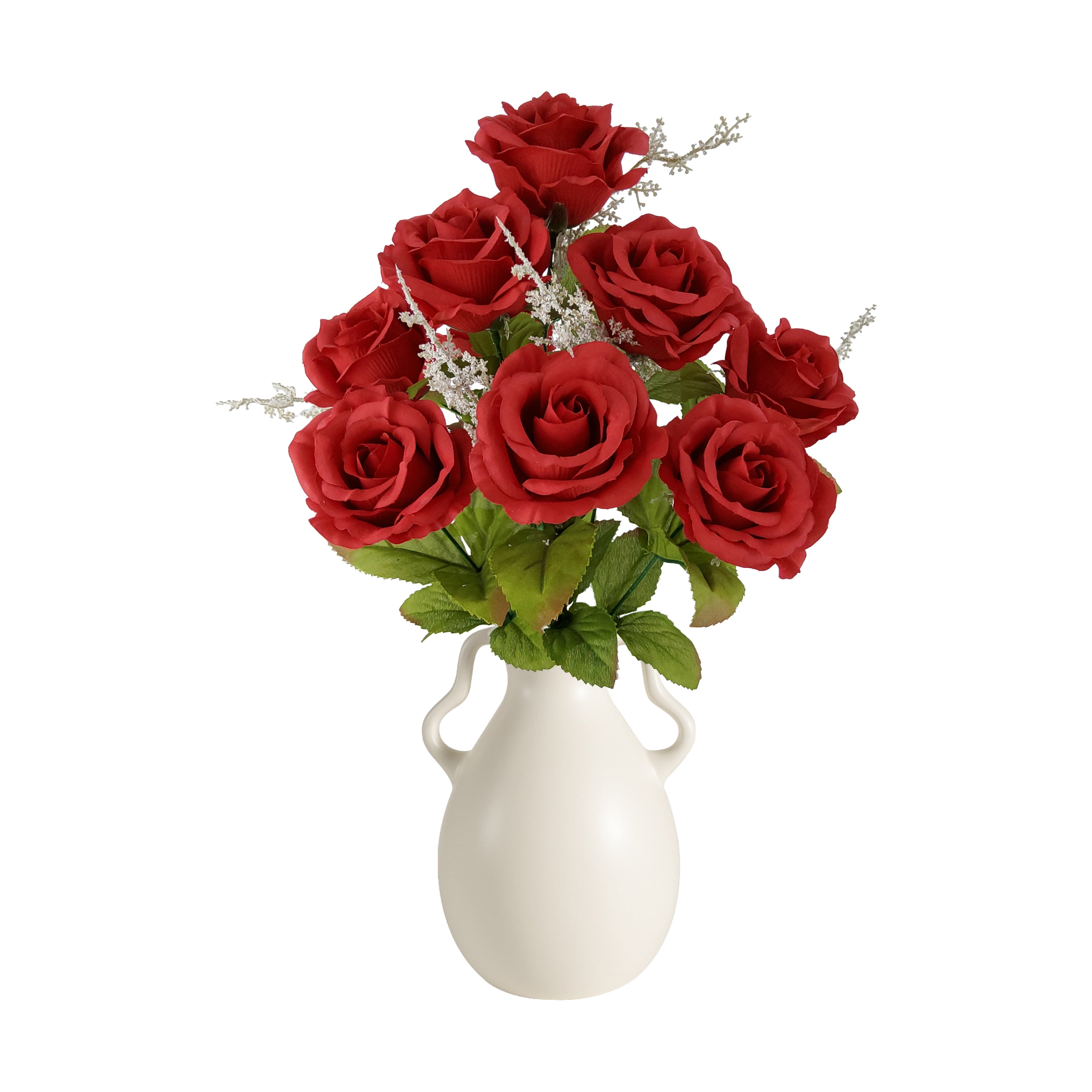 (2 pack) Mainstays Indoor Artificial Rose Bush, Red Color, Assembled Height 17.5"