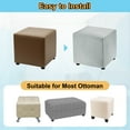 thumbnail image 4 of Stretch Ottoman Cover Rectangular Square Ottoman Slipcover with Elastic for Foot Stool Living Room Bedroom Fit Length 50-76cm / 19.69"-29.92", S-Large, Light Gray, 4 of 6