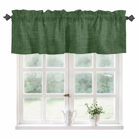 Dark Green Kitchen Valances for Windows 60x18 Inch Kitchen Curtains Valances Rod Pocket Vintage Country Farmhouse Minimalist Color Bathroom Window Valances for Window Treatment Decor