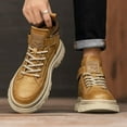thumbnail image 4 of PU Leather High Top Boots for Men - Comfy Durable Hiking Trekking   Shoes for Outdoor Activities, 4 of 7