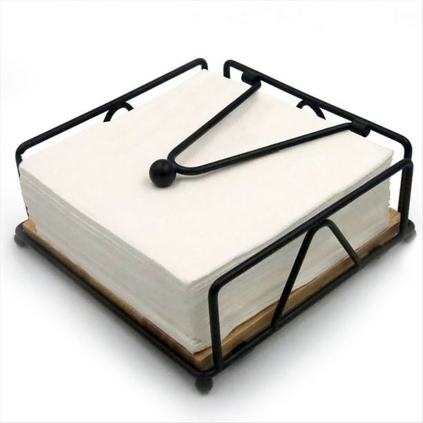 Servilletero para Mesa, Servilletero de Metal y Madera, Servilleteros de Pie para Servilletas de Papel, para Mostrador de Cocina