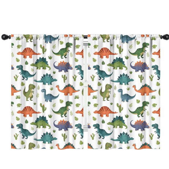 Blackout Kids Curtains,Dinosaur and Cactus Pattern Childrens Insulated Curtains Set Of 2,Bedroom Essentials,Toddler Room Decor 42"x63"