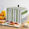 thumbnail image 2 of Green Grey Stripe Toaster Cover 2 Slice, Modern Farmhouse Vertical Striped Dustproof Bakeware Oven Protector with Top Hook, Waterproof Small Kitchen Appliance Toasters Dust Cover, 11"x6"x8", 2 of 9