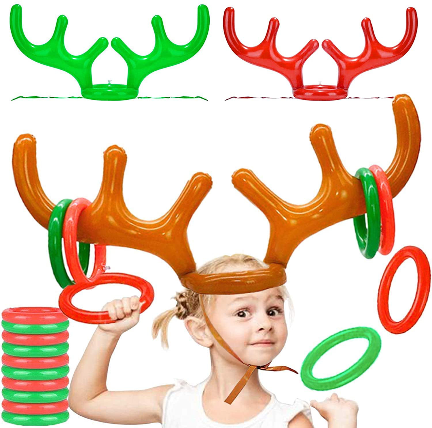 ToyHub 3Pack Inflatable Reindeer Antler Ring Toss Game for