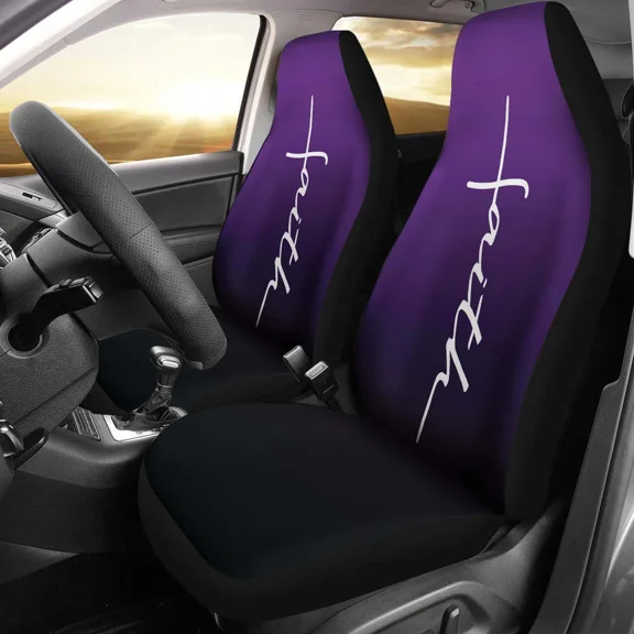 Word Cross In White On Dark Purple Ombre Car Seat Covers Pack of 2 Universal Front Seat Protective Cover 2 Piece