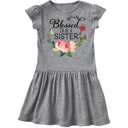 

Inktastic Blessed to Be a Sister with Pink Flowers Gift Toddler Girl Dress