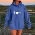 thumbnail image 4 of SwiftWear Women's Long Heartbeat Print Hooded Sweatshirt Oversized Love Graphic Pullover Hoodie with Kangaroo Pocket, Soft Fall Winter Loungewear Blue, 4 of 4