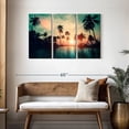 thumbnail image 3 of Elephant Stock Soft Sunset Over Palm Trees Wall Art - Horizontal Multi Panel Canvas - Living Room Wall Decor - Beach Multi Panel - Teal And Orange Decor - 45" x 28", 3 of 8