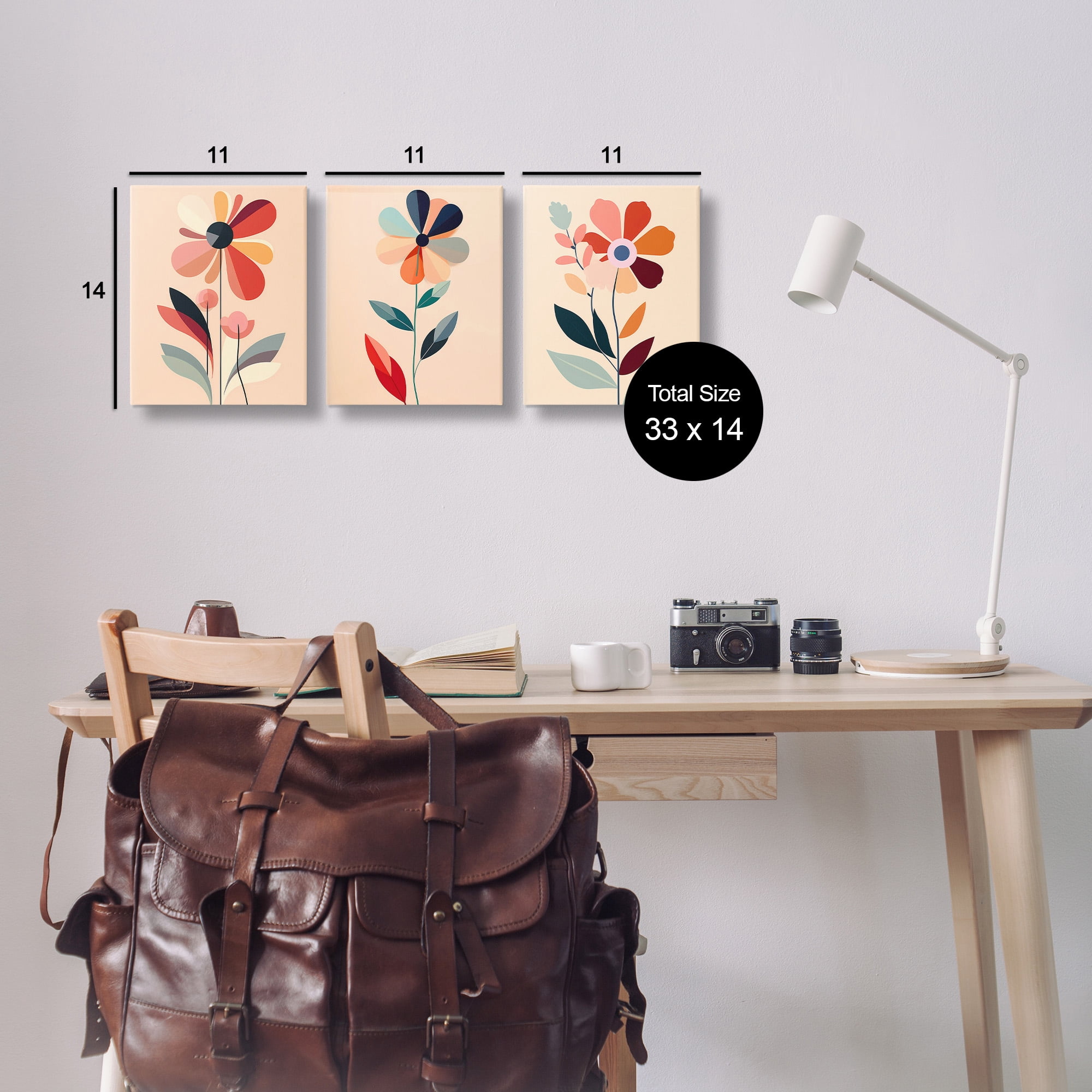 Stupell Industries Funky Modern Flowers Botanical & Floral Painting Gallery Wrapped Canvas Art Print Wall Art, 11 x 14, Set of 3