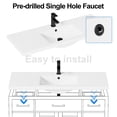 thumbnail image 5 of Eclife 48" Single Sink Resin Top Integrated Bathroom Vanity Sink Top with Single Hole Faucet, Pop Up Drain, 5 of 9