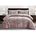 thumbnail image 2 of Chezmoi Collection Lux 3-Piece Dusty Pink Velvet Comforter Set King Size, All Season Lush Plush Velvet Bedding Set with Soft Washed Microfiber Reverse, 2 of 9