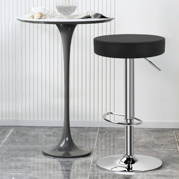 KKTONER Counter Height Bar Stools Round Pub Stool Adjustable with Footrest Black Backless Chair Stools for Home Kitchen