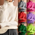thumbnail image 3 of Suéter de punto informal de otoño e invierno, suéter holgado de cuello alto, suéter cálido, jersey de punto de color sólido, 3 of 5