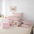 thumbnail image 6 of jejeloiu Kawaii Loves Pattern 7pcs Bedding Comforter Set,Cute Heart Print Queen Bedding Sets,Pink Gold Queen Sheet Sets For Girls Teens,Super Cozy Room Decor Reversible, 6 of 8