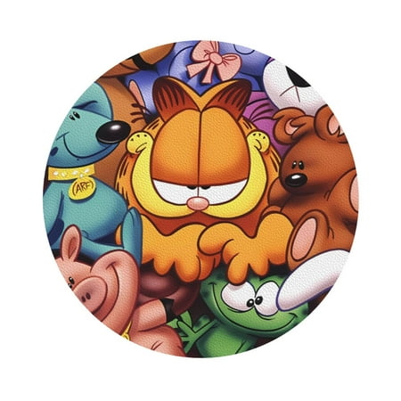 

Lafuoo Garfield Pattern Leather Coasters 4 Pack Decorative Coffee Coasters Housewarming Gift Home Furnishings-One Size