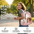 thumbnail image 4 of Bulopur Pink Cherry Blossom Kids Backpack Set 4 Pcs Highland Cow Print Waterproof Kids School Bag with Lunch Box, Pencil Case and Water Bottle Cover for Animal Theme, 4 of 7